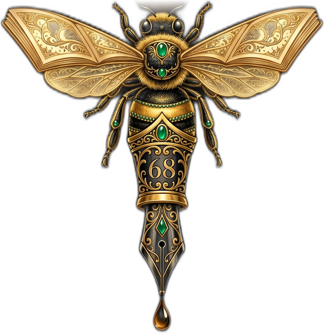 the Bee that is the Pen — wings of gold, a nib for a tail